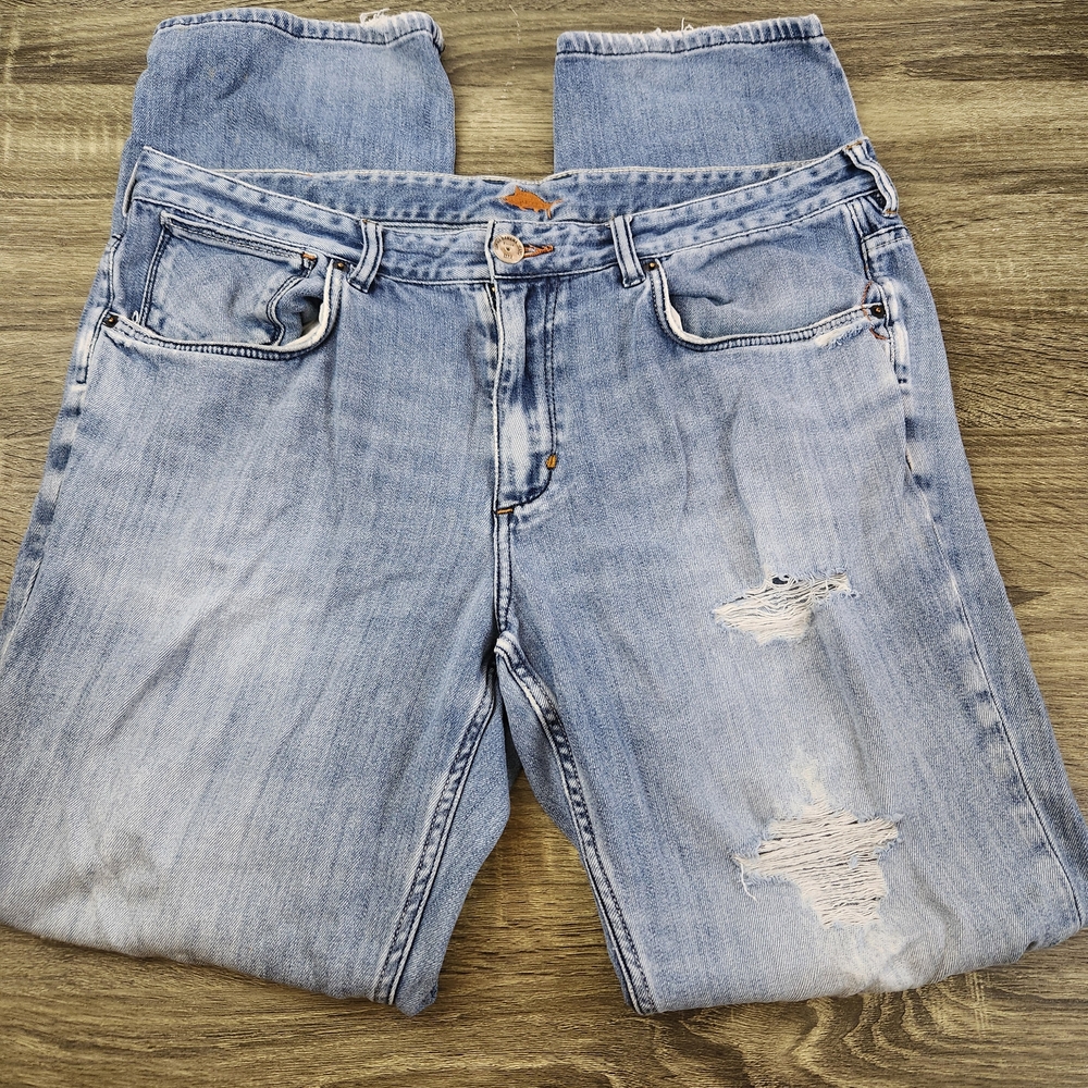 Tommy Bahama Distressed Straight Leg Jeans Men's 38x34 Relaxed Fit Stretch